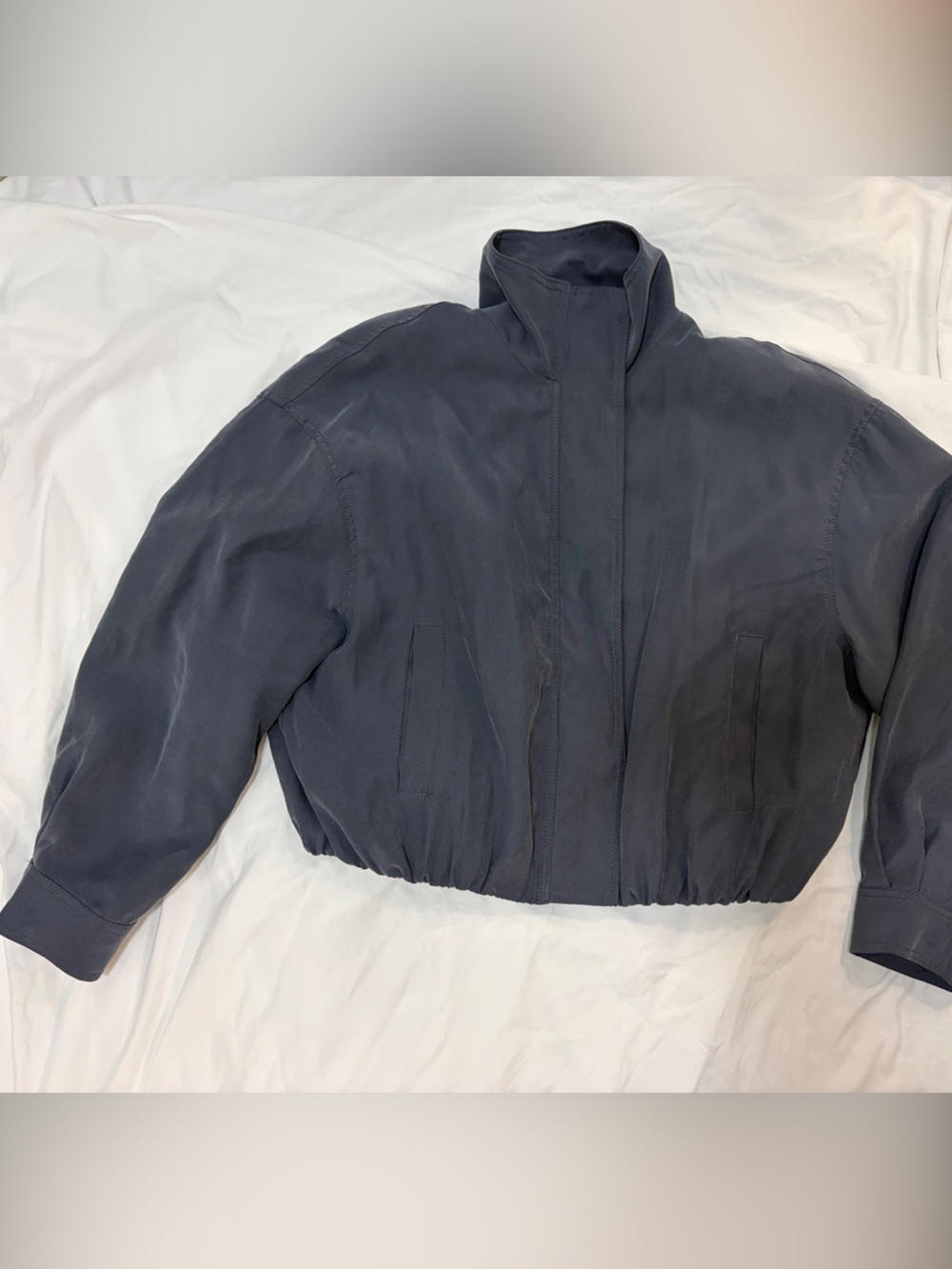 Max Studio Slate Gray/Blue Bomber Jacket